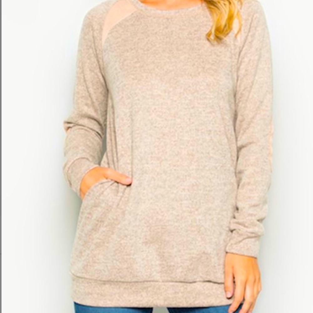 👚Elbow Patch Long Sleeve Tunic👚Sz XL